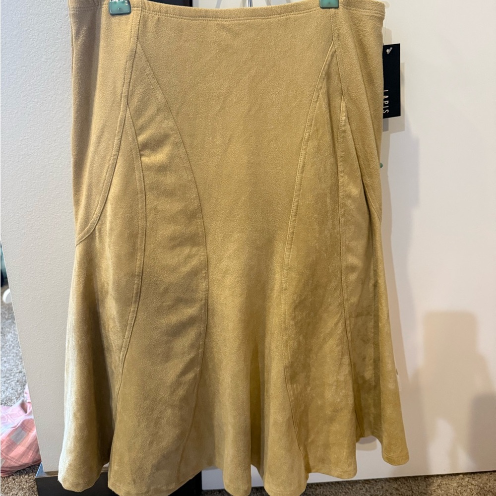 NWT Beige suede boho skirt